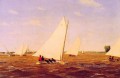 Veleros compitiendo en el paisaje marino del realismo de Delaware Thomas Eakins
